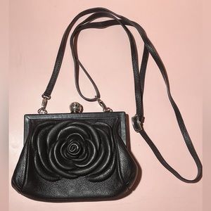 Brighton Leather “My Michelle” rose clutch - black - new never used